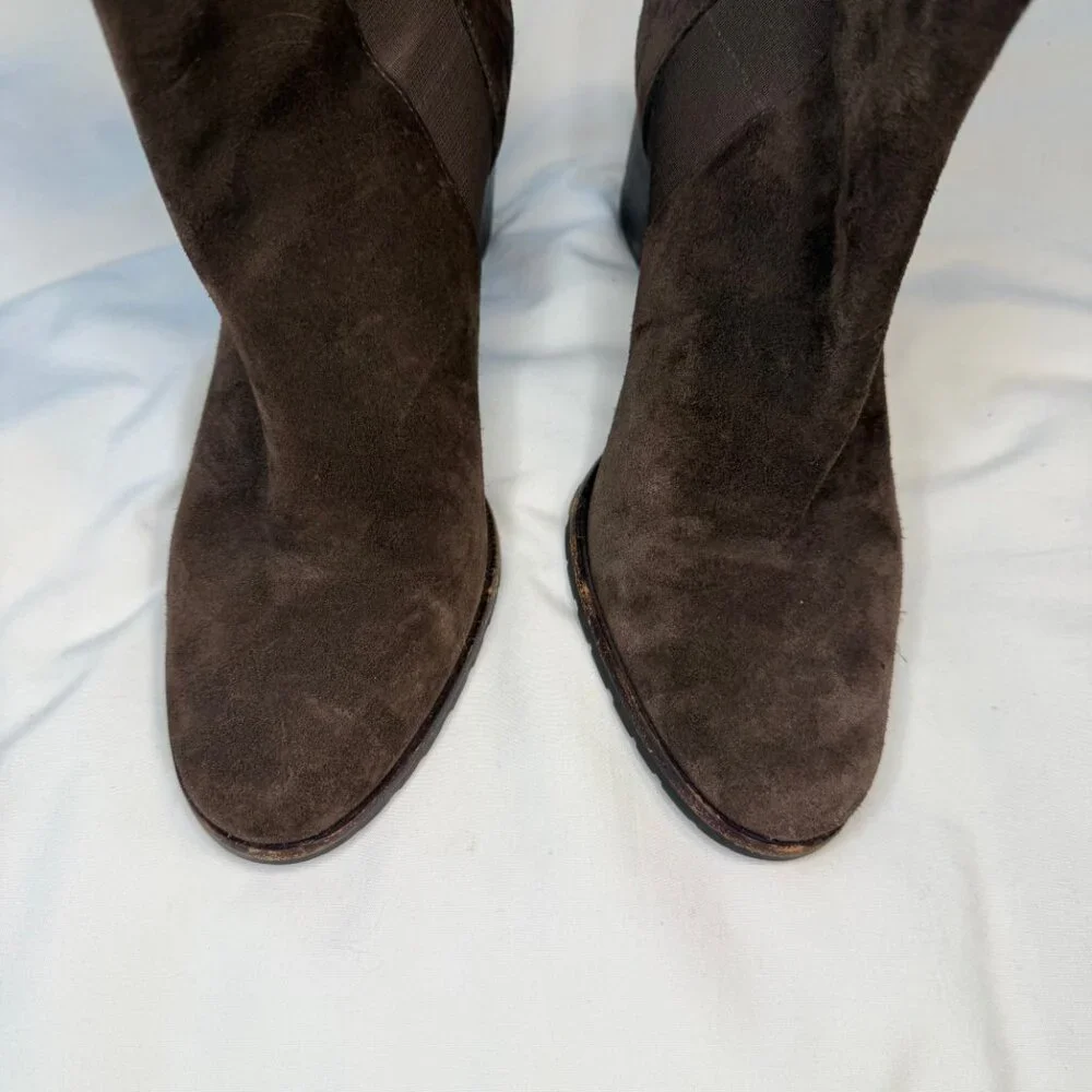 Cole Haan Callan Suede Dark Chocolate Brown Short Ankle Boot - 8
